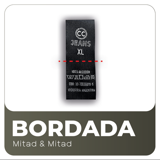 Etiqueta Bordada Mitad A.def/Tafeta